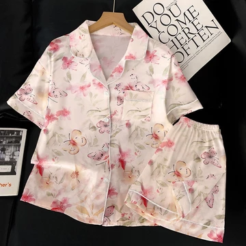 YKL Baju Tidur Wanita Satin Adem Lembut Piyama Setelan Set Cewek