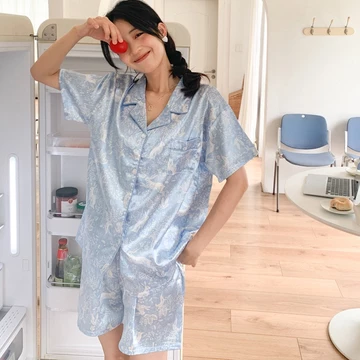 YKL Baju Tidur Wanita Satin Adem Lembut Piyama Setelan Set Cewek Celana Pendek