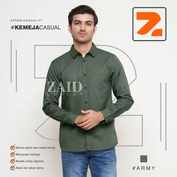 Brand ZAIDconcep Kemeja Pria Lengan Panjang Pria Kemeja Hems Casual Polos Kemeja Cotton Premium