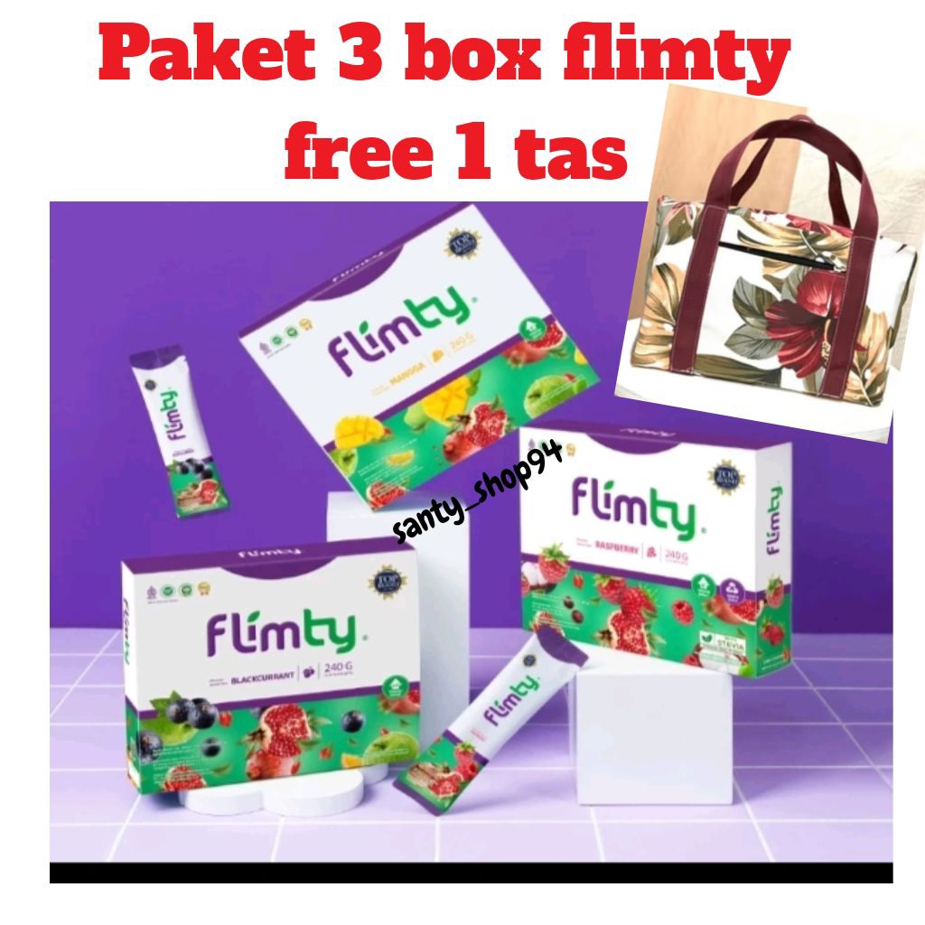 Jual Paket 3 box Flimty fiber free 1 tas cantik original diskon ...