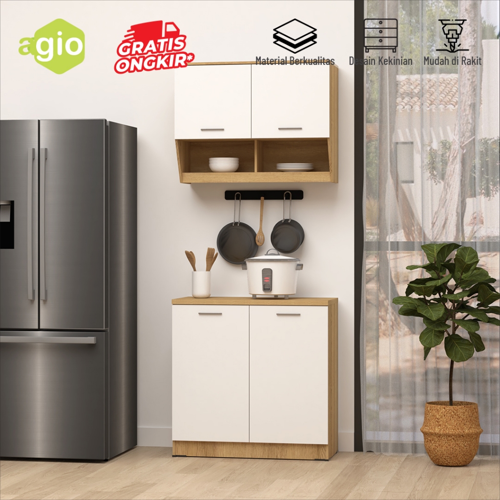 Oggi - Kitchen Set 2 Pintu /Rak Dapur Atas Bawah 1 Set 2 Pintu /  Rak Dapur Kabinet  2D / Agio Rea Kitchen Cabinet 2D 1 set