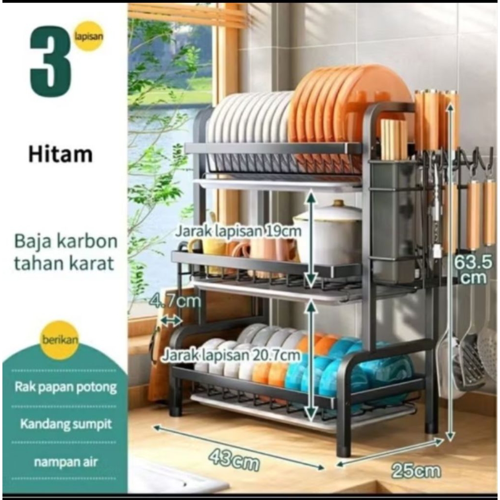 Jual N5 Rak Piring 3 susun Rak Piring Stainless steel Rak Piring New ...