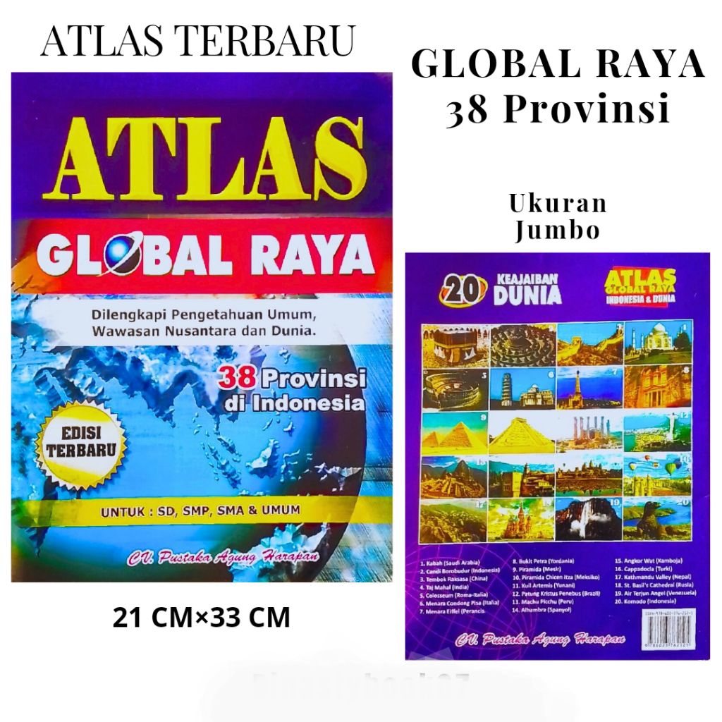 Jual BUKU ATLAS TERBARU/ATLAS GLOBAL 38 PROVINSI DAN DI DUNIA | Shopee ...