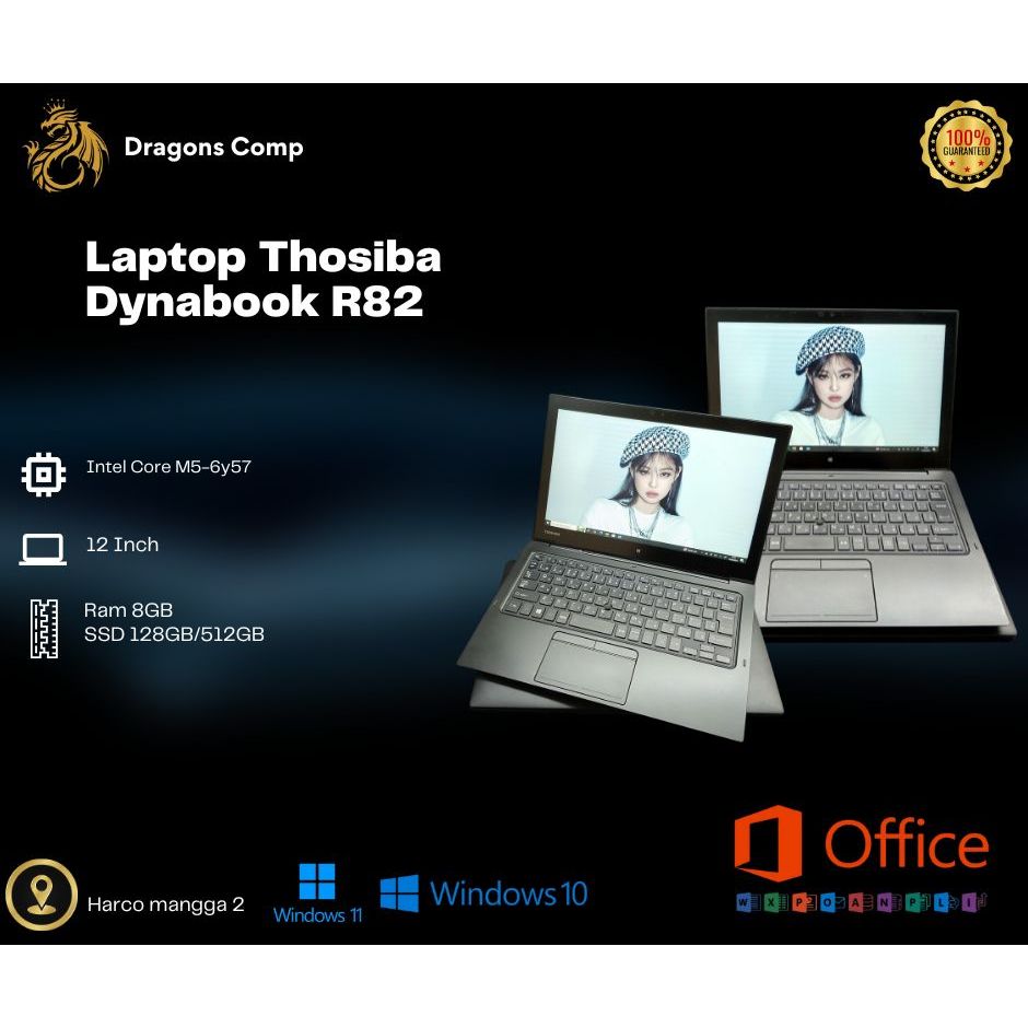 Jual Laptop Kerja / Kuliah Tablet Toshiba Dynabook R82 Core M5-6Y57 Ram ...