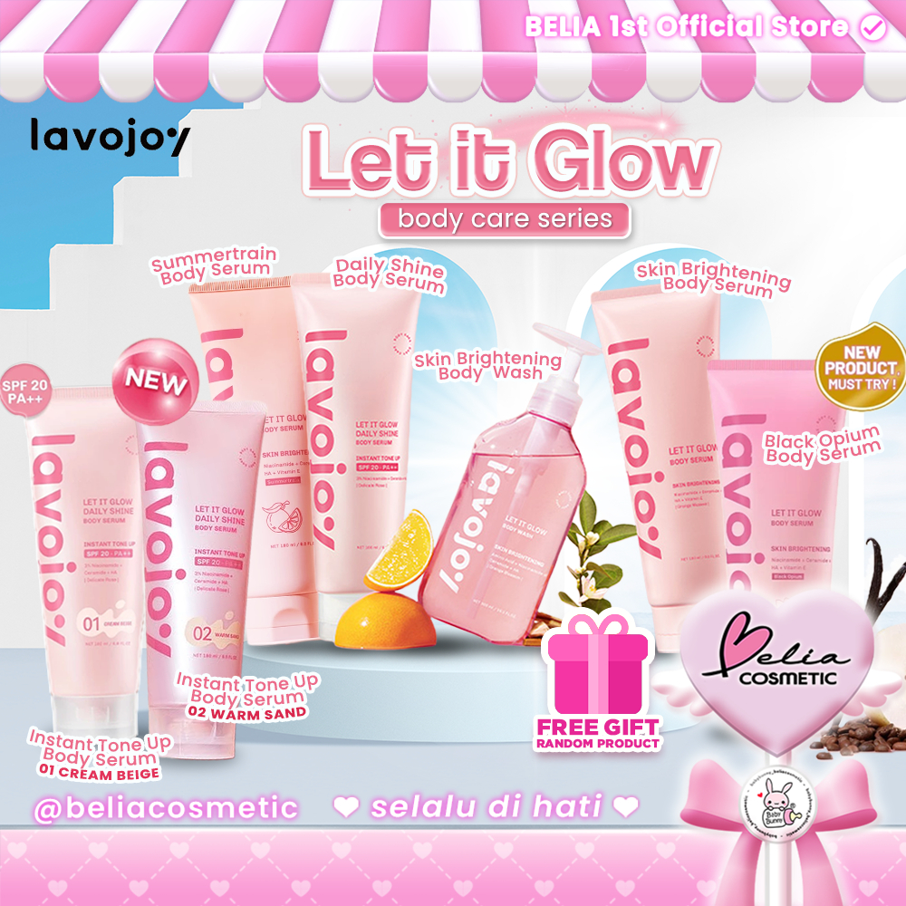 [ BELIA ] LAVOJOY Let It Glow Body Series | Body Serum Skin Brightening | Body Serum Instant Tone Up SPF 20 PA++ | Body Wash Skin Brightening