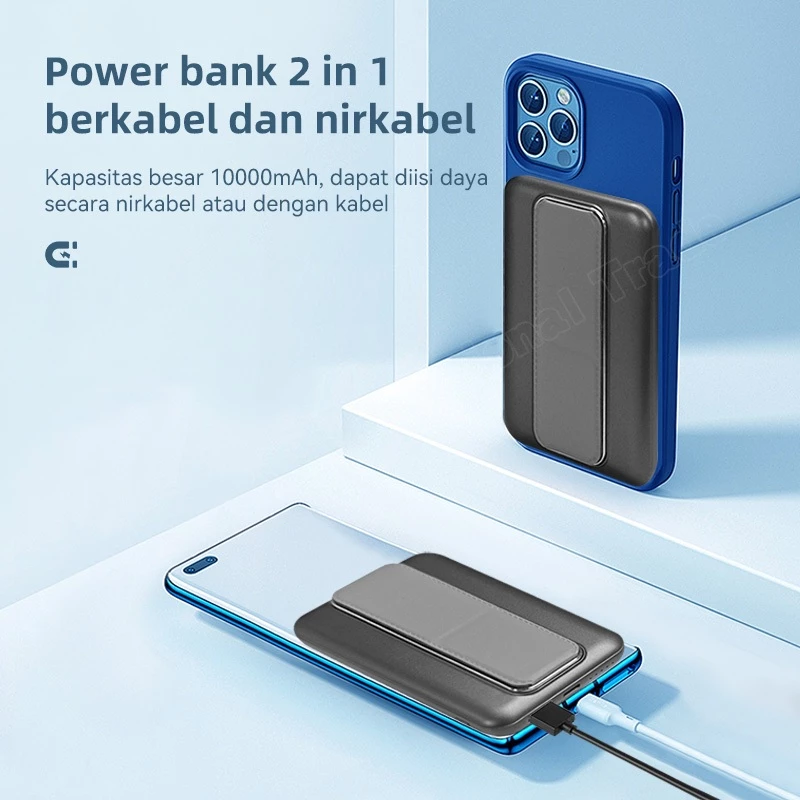 KIVEE Powerbank Magnetic Wireless+Wired 2-Mode Mini Fast Charging PD 20W Tipis Ringan Portabel Asli