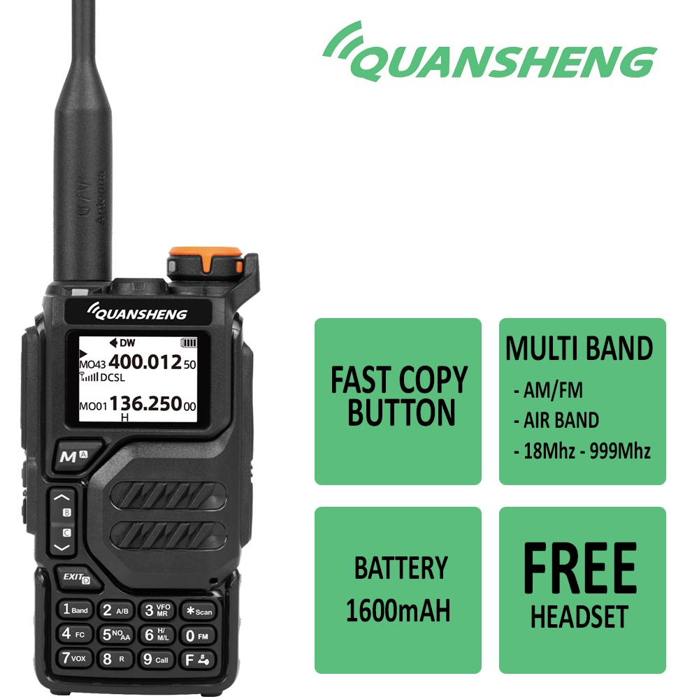 Ricetrasmettitore QUANSHENG UV-K5 – VHF/UHF 5W Con 200 Canali E Funzione Copia Frequenza