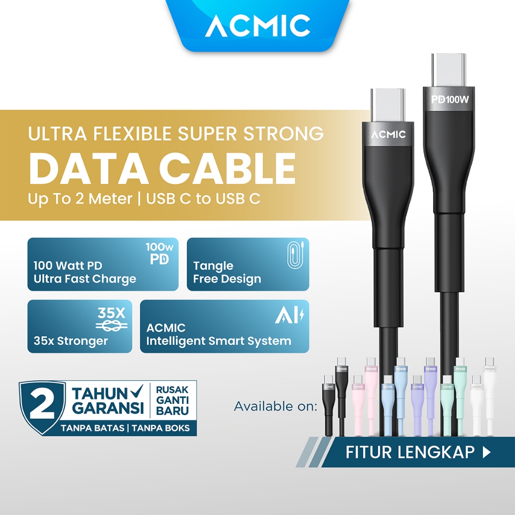 Jual ACMIC UNILINE Cable Original Kabel Data Fast Charging Type C to ...