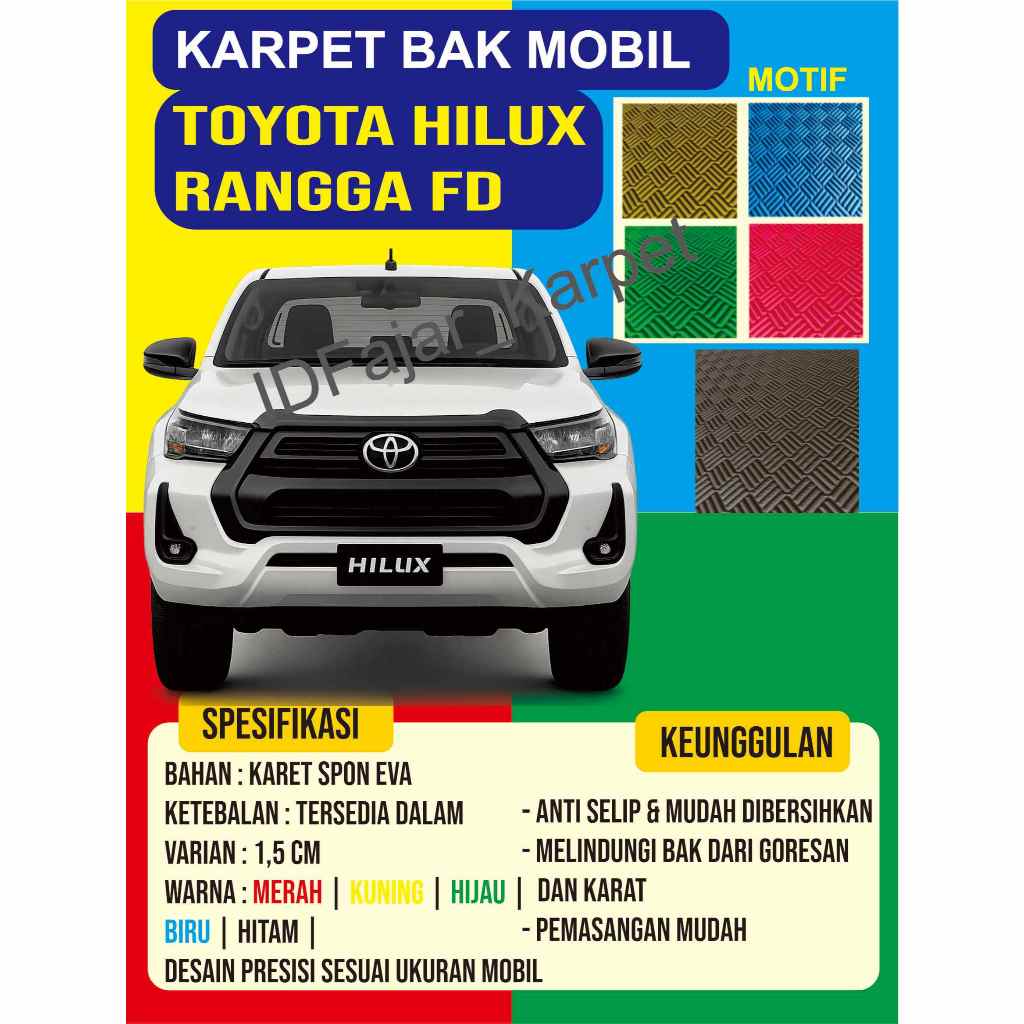 Jual Karpet Bak Mobil Toyota Hilux Rangga FD – Karet Spon EVA Tebal 150 ...