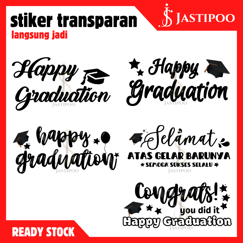 Jual stiker transparan wisuda happy graduation, bisa langsung kirim ...