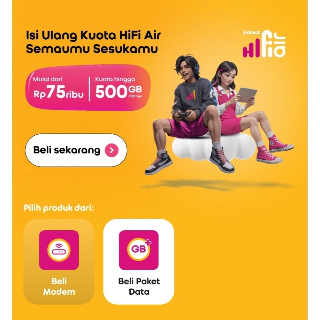 Jual Promo Termurah Paket Kuota Modem Hifi Air im3 dan Tri Three 500GB ...