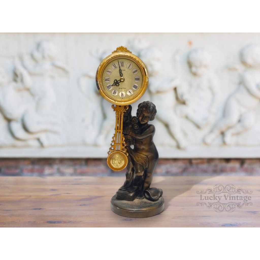 Jual Vintage Antik Rhythm Clock Boy Angel and Swing Pendulum Made in ...