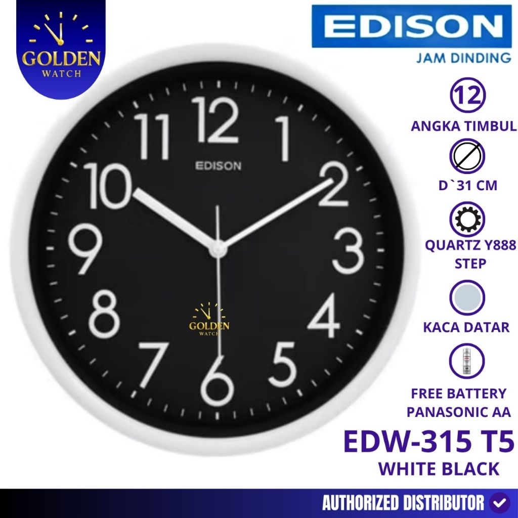 Jual Jam Dinding Edison EDW-315 T5 Chrome Timbul diameter 31cm/Edison ...