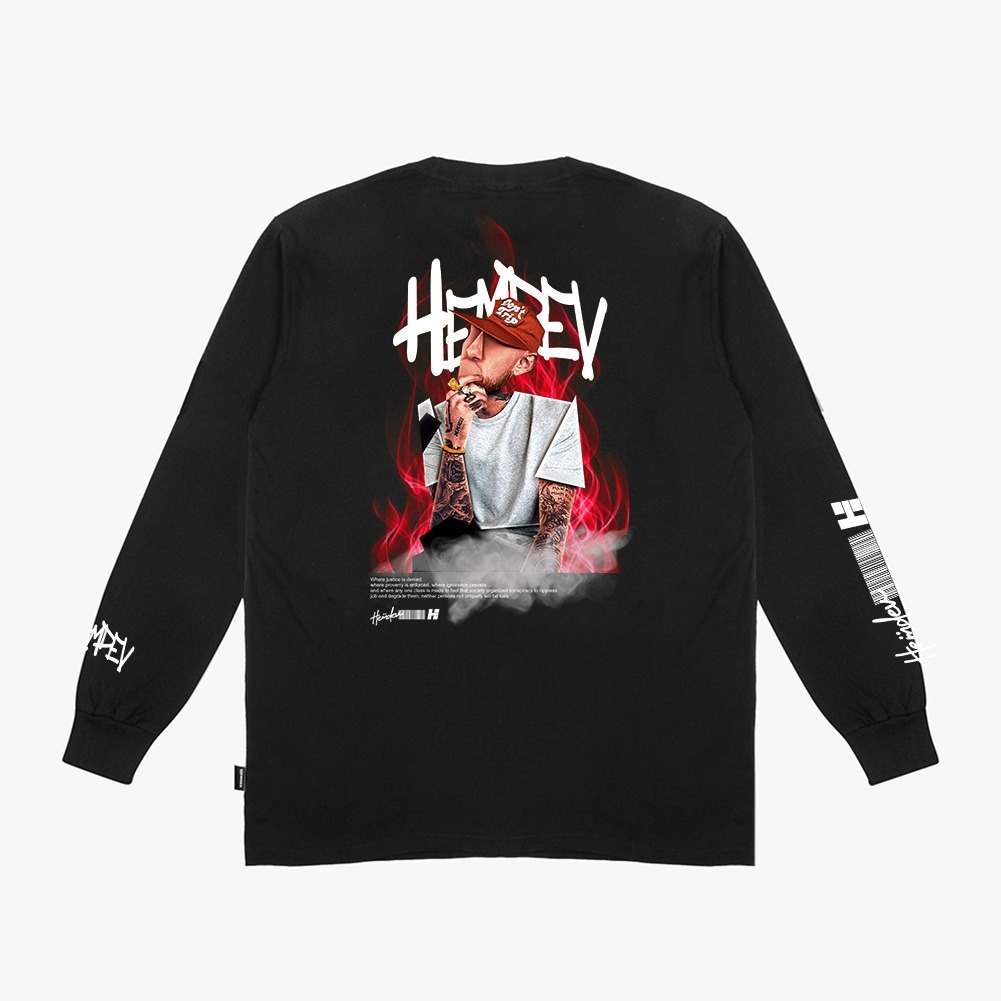 Jual Hemdev Tshirt Longsleeve Snooze Black Tees Katun | Shopee Indonesia