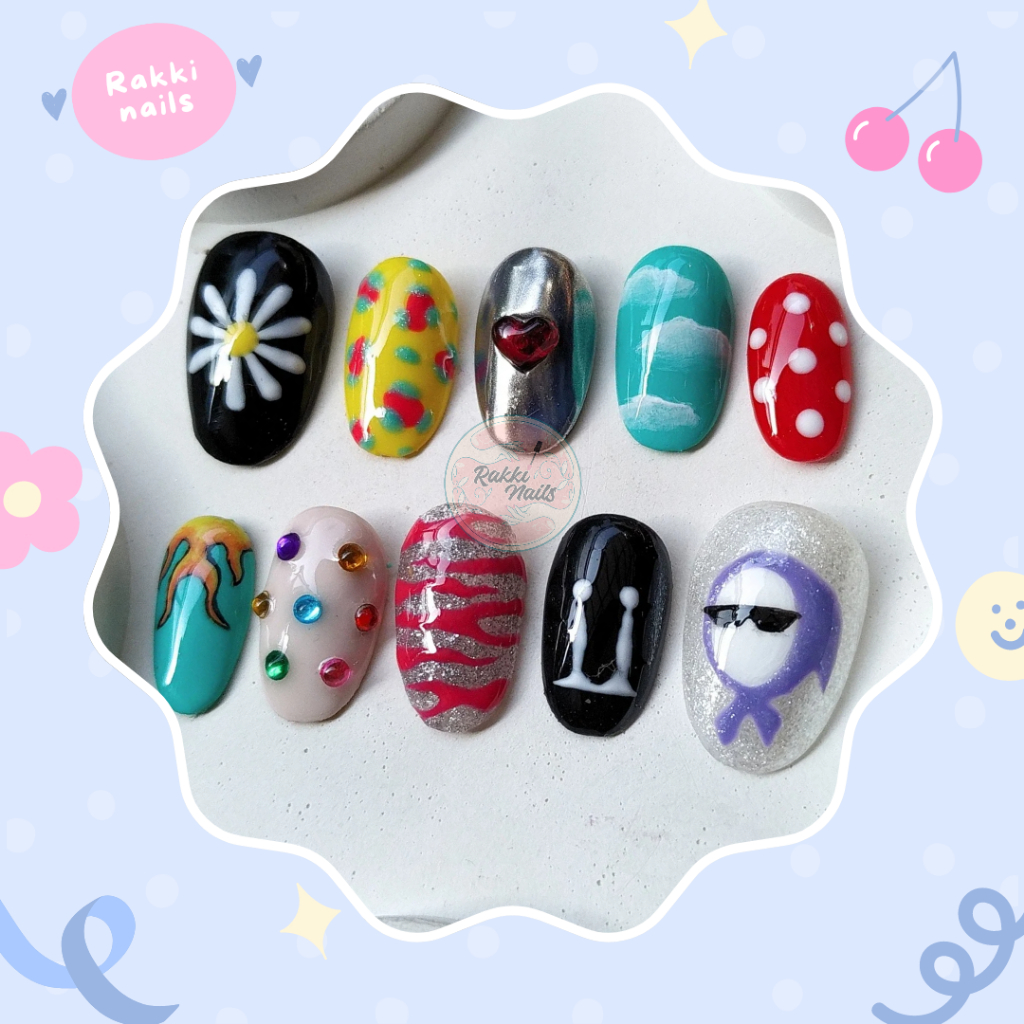 Jual [Rakki Nails] G-Dragon Press on Nails / Nail Art Tema GD / VIP / K ...