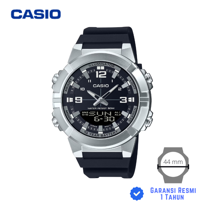 Orologio da uomo Casio Analog Digital World Time in acciaio inossidabile AMW -870D-1A AMW870D-1