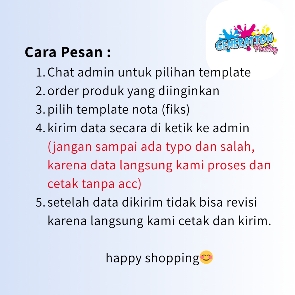 Jual NOTA BON OLSHOP CUSTOM DESAIN SENDIRI BEBAS REQUEST WARNA DAN ...
