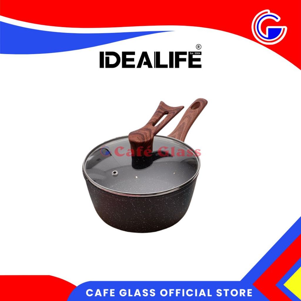 Panci Anti Lengket + Free Spatula / Sauce Pan Idealife Nonstick Coating + Sotil 16Cm / 18Cm (Il-18Sp) / Alat Masak Dapur Chef
