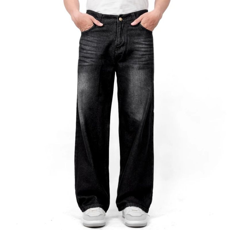 Jual Celana Jeans Pria Washed Losse Straight Gombrong Komprang Skena ...