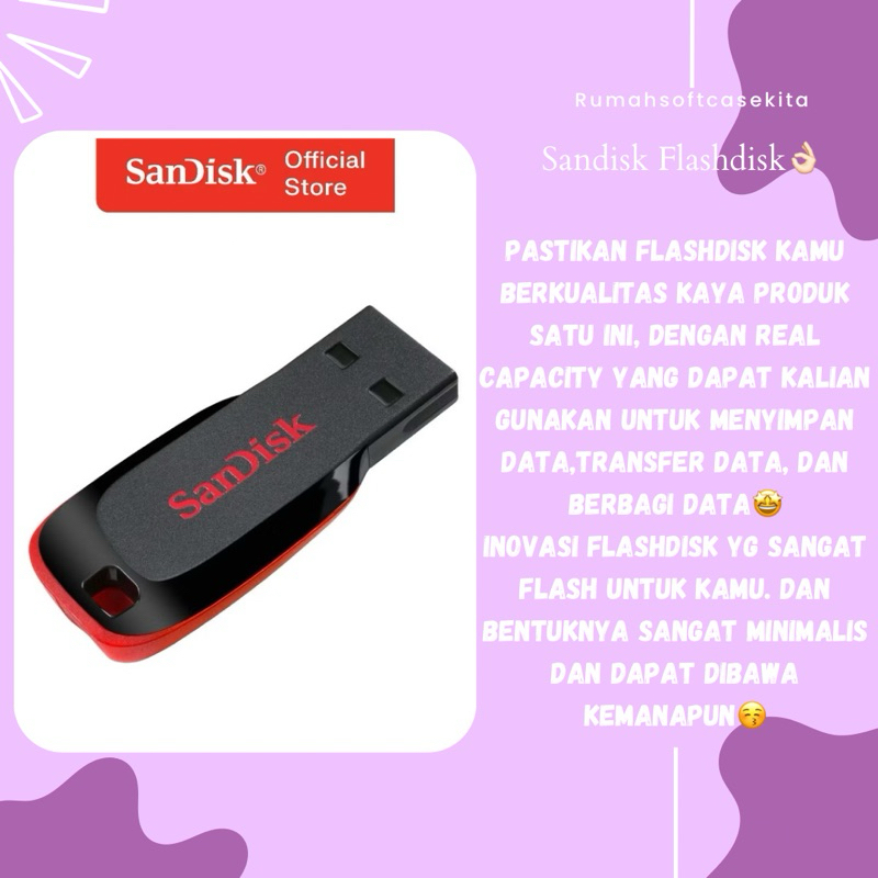 Jual FLASHDISK SANDISK CRUZER BLADE 8GB 16GB 64GB 128GB USB 2.0 HITAM ...