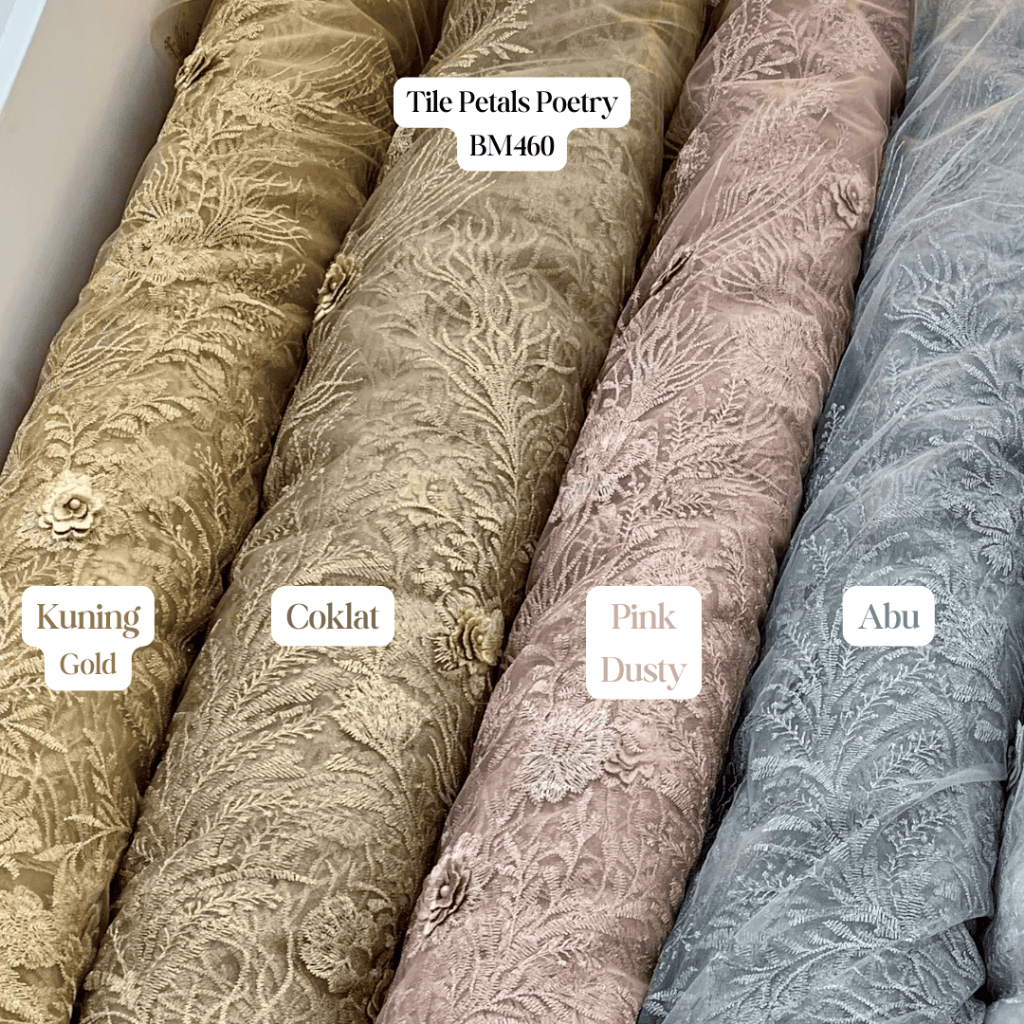 Jual Kain Tile Bordir Bunga Timbul Petals Poetry BM 460 | Kain Tulle ...
