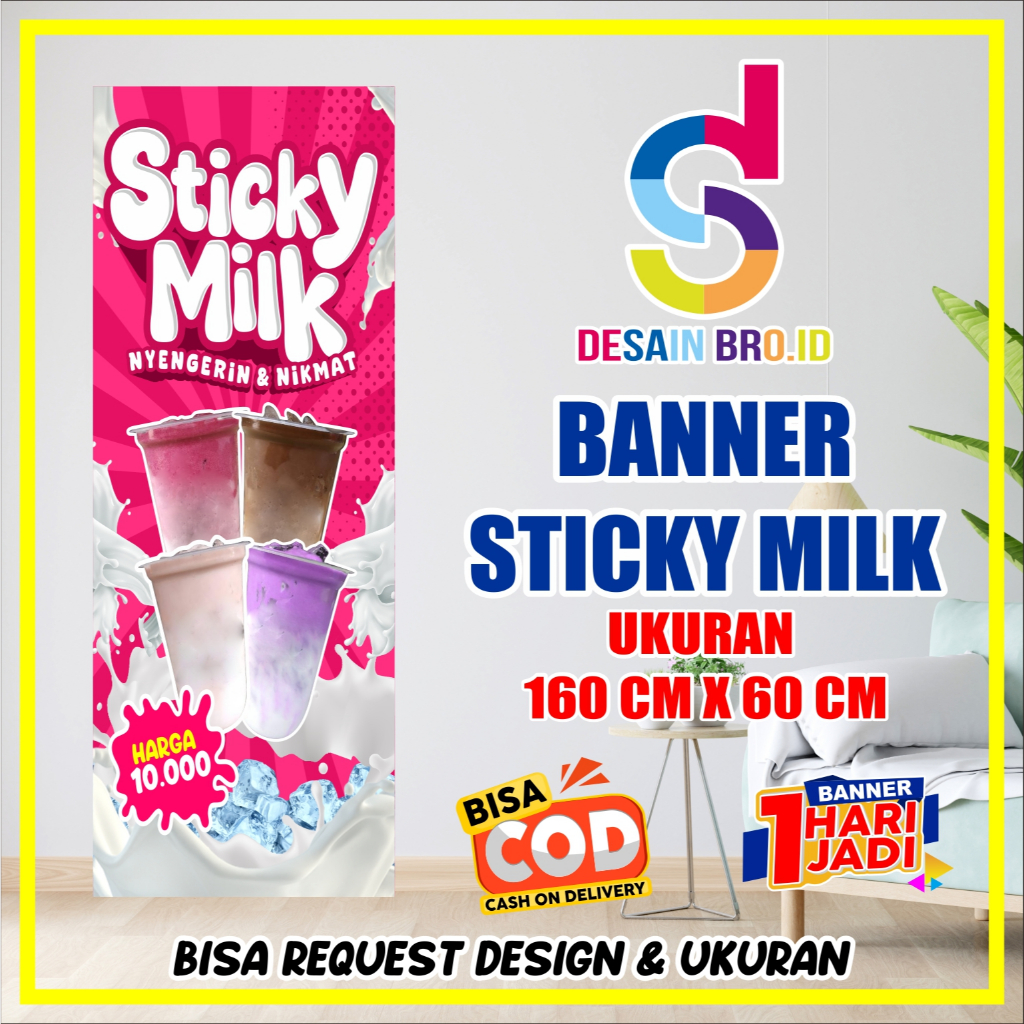 Jual SPANDUK/BANNER STICKY MILK 60X160 CM | Shopee Indonesia