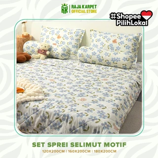 RAJA KARPET - Set Bedcover Sprei Set Sarung Bantal Guling Set Selimut Seprai Microtex Halus Lembut