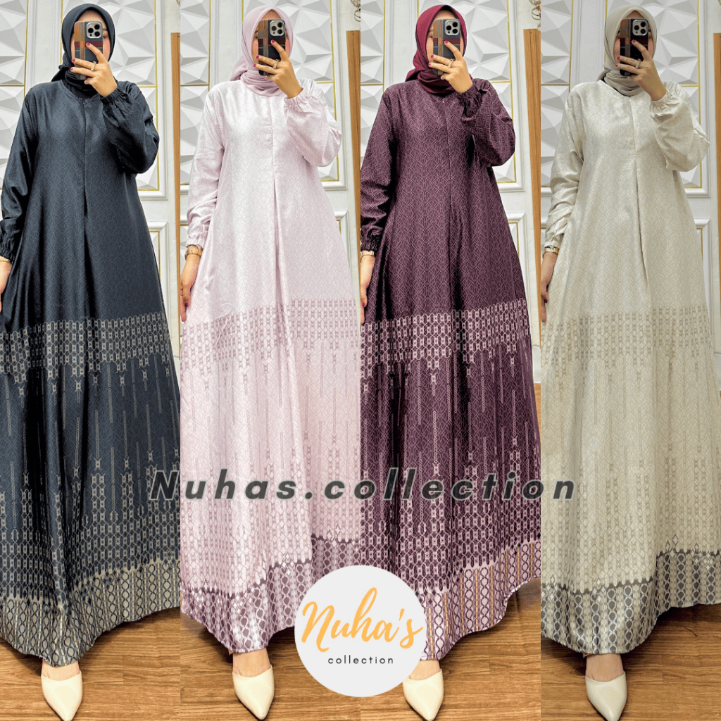 ANINDY DRESS️ H6 | LIMITED Gamis Silk Premium Motif Jumbo Pesta Kondangan Terbaru Lebaran