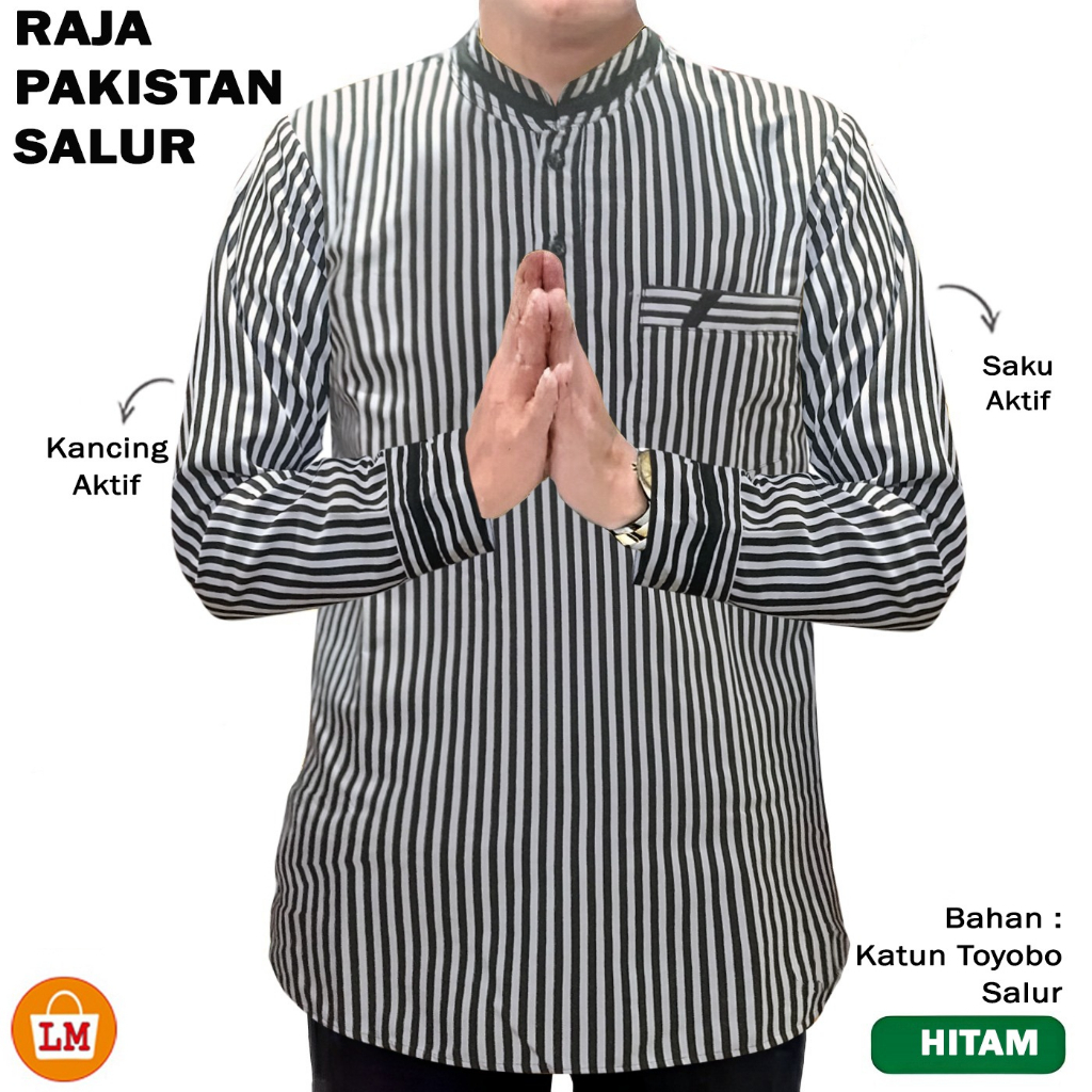 RAMA - NEW 2025 BAJU KOKO KEMEJA KURTA PAKISTAN SALUR POLOS JUMBO KATUN PREMIUM LENGAN TANGAN PANJANG TERBARU FULL KANCING LEBARAN NAIK HAJI UMROH NIKAHAN SERAGAMAN BAPAK BAPAK MUSLIM WARNA POLOS SALUR GARIS HITAM PUTIH BLACK WHITE