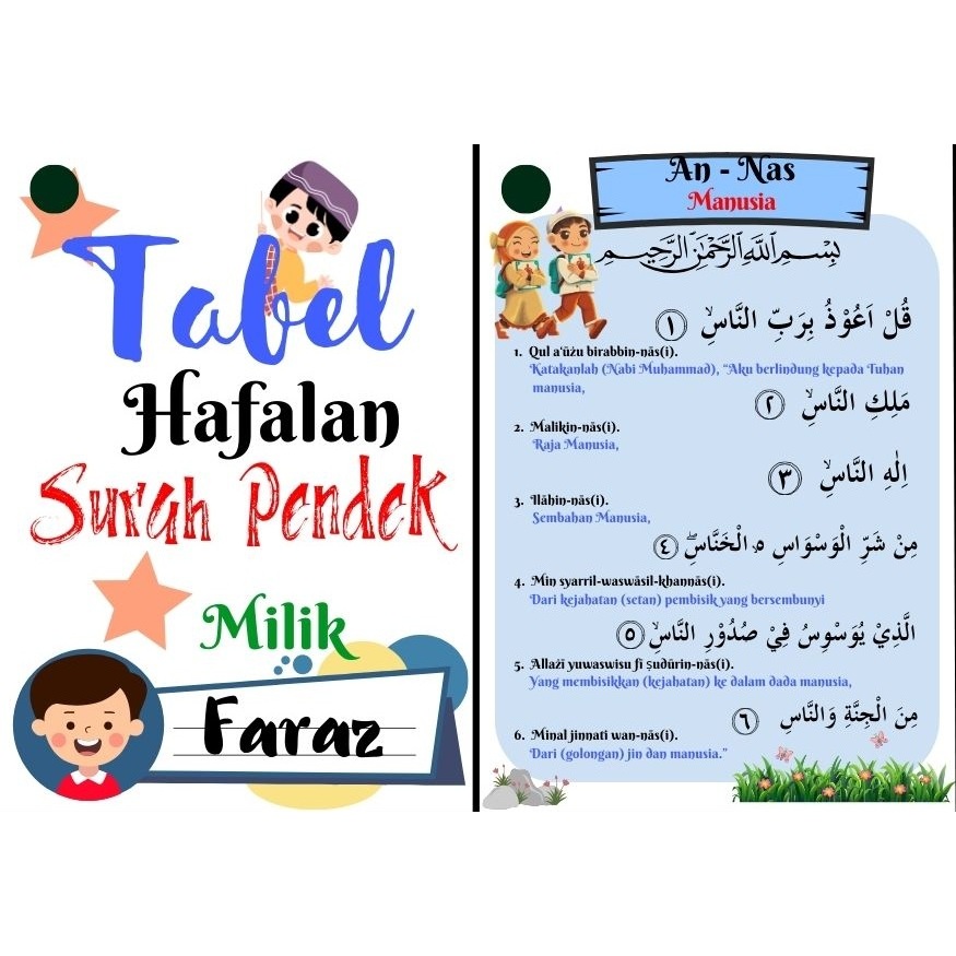 Jual Flash Card Hafalan Surah Pendek untuk anak - By. Amanda Printable ...