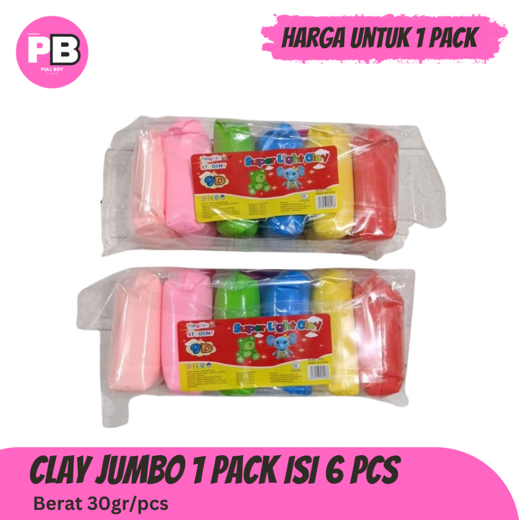 Jual Clay Polymer Jumbo Isi 6 Pcs - Mainan Lilin Plastisin Edukasi Anak ...