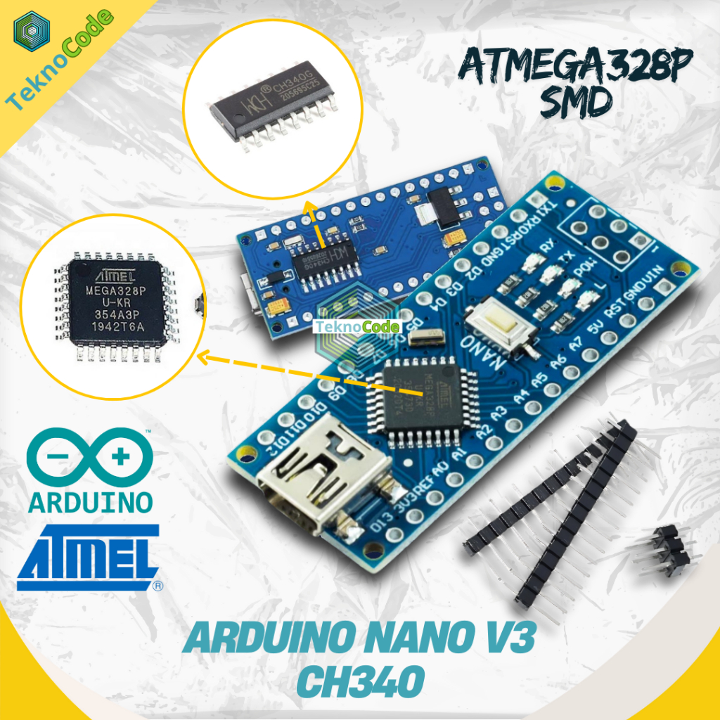 Jual Arduino Nano V3 Atmega328P CH340 Nano Board Mini USB Type C ...