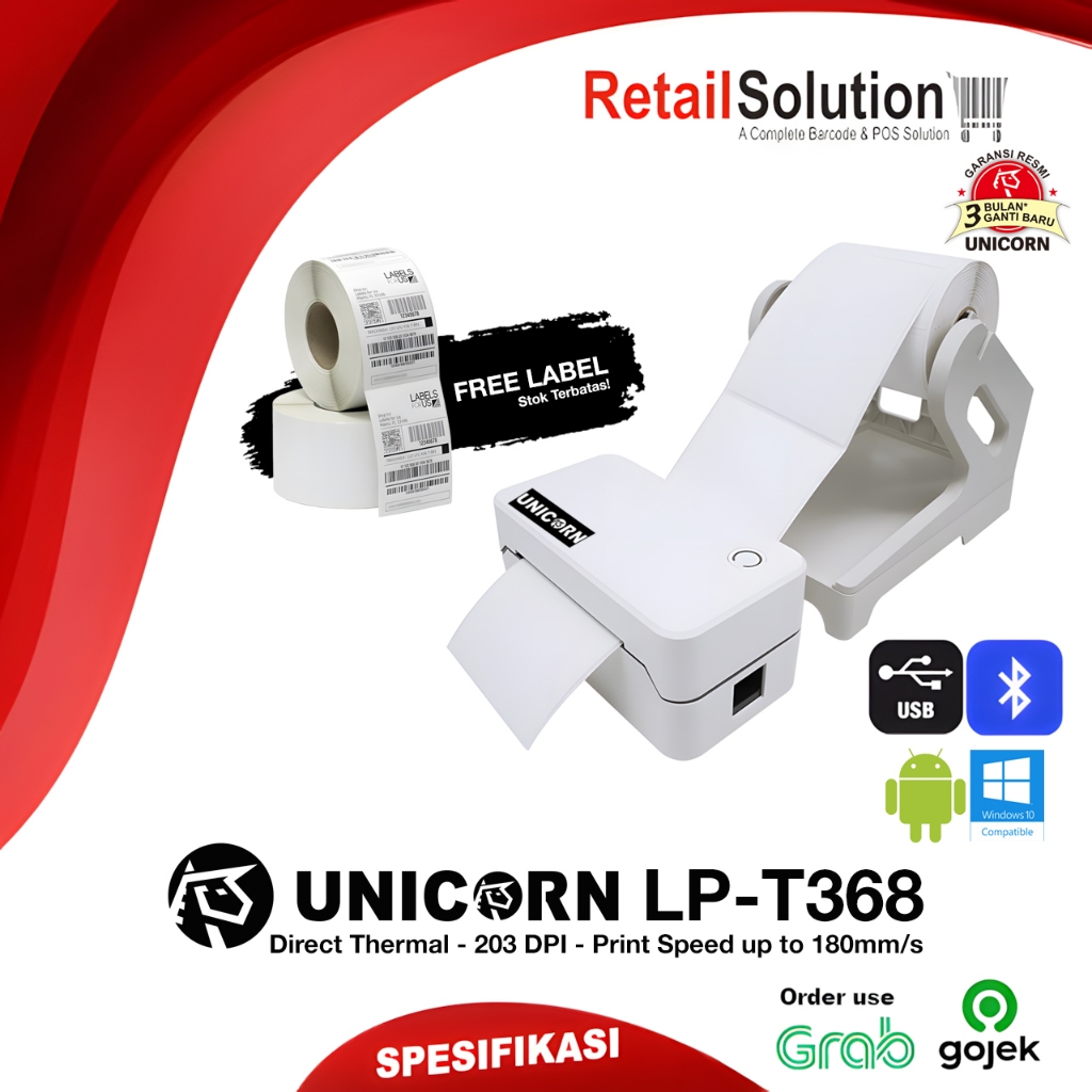 Jual Printer Label Resi Thermal Bluetooth 80mm - Unicorn LP-T368 ...
