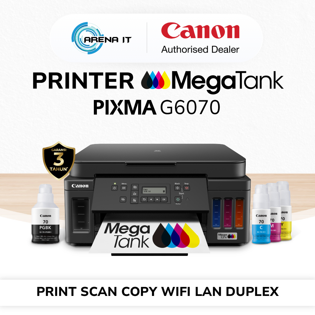 Printer Ink Tank CANON PIXMA G6070 Black - Print Scan Copy Wifi LAN Duplex  - Printer Multifungsi - Printer Kantor
