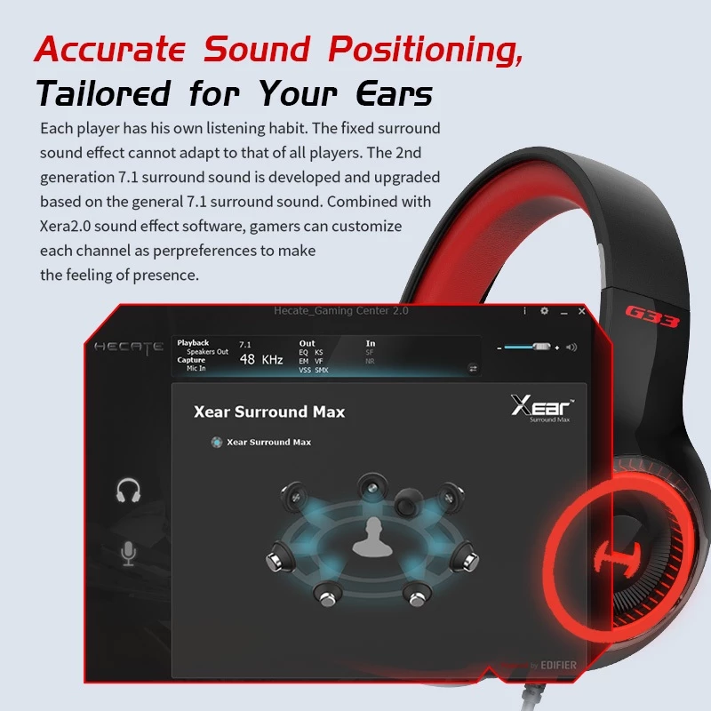 EDIFIER G33 New Season 7.1 Surround Sound USB Gaming Headset