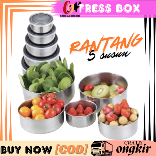 Jual FRESH BOX STAINLESS - SET ISI 5 PCS PROTECT FRESH BOX RANTANG ...