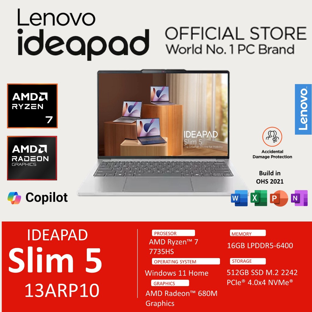 PC Portable Lenovo 13.3'' - AMD Ryzen 7 7735HS, 16 Go RAM, 512 Go SSD, Windows 11 Pro - Bleu Aluminium - Ultraportable Et Résistant - 3