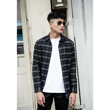 OXCON Kemeja Flannel Cotton Tangan Panjang Veterano Shadow Deep Purple