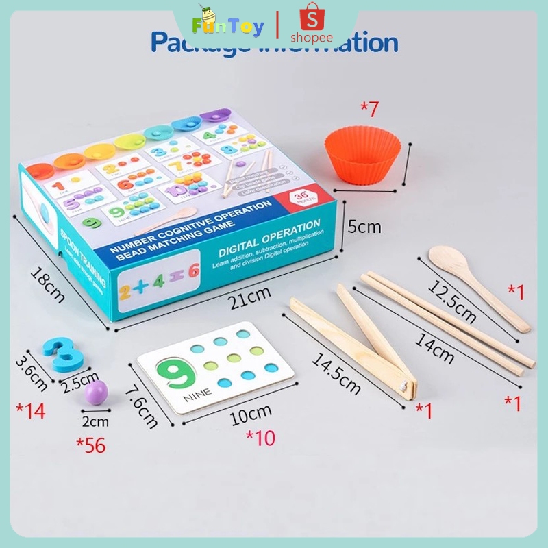 Jual FUNTOY Mainan Anak Mainan Matematika Warna Klip Kayu Manik Color ...