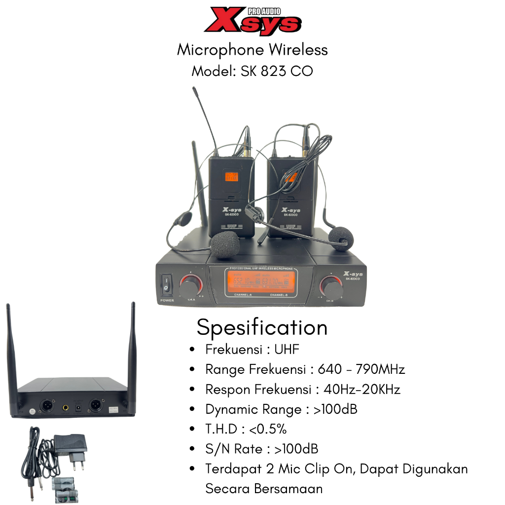 Jual MIC WIRELESS XSYS TYPE SK823CO (CLIP ON) | Shopee Indonesia