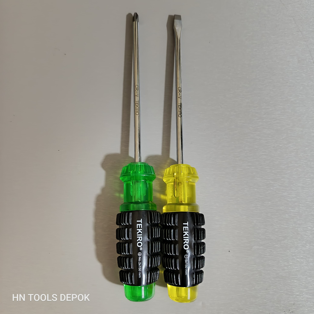 Jual TEKIRO Gagang Karet Obeng Plus & Minus- Hijau Kuning PH2 x 150 mm ...