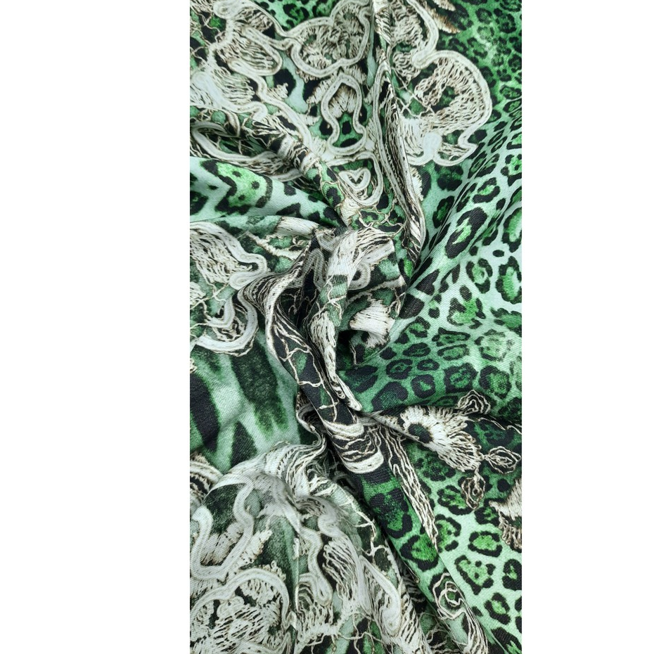 Jual Linen Motif Fancy Leopard Hijau Bunga Putih Kain (1M) | Shopee ...