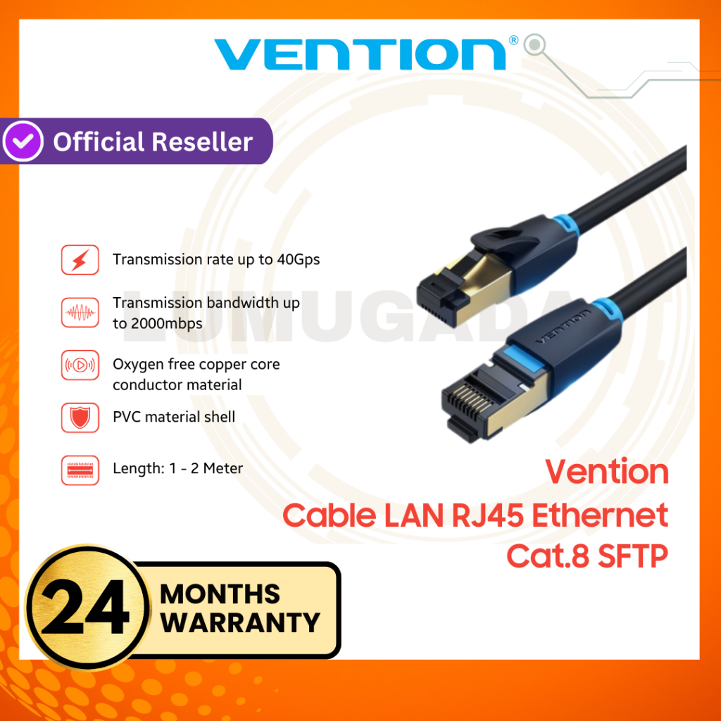 Jual Vention Kabel LAN RJ45 Ethernet Cat.8 SFTP 1M 2M - IKA | Shopee ...