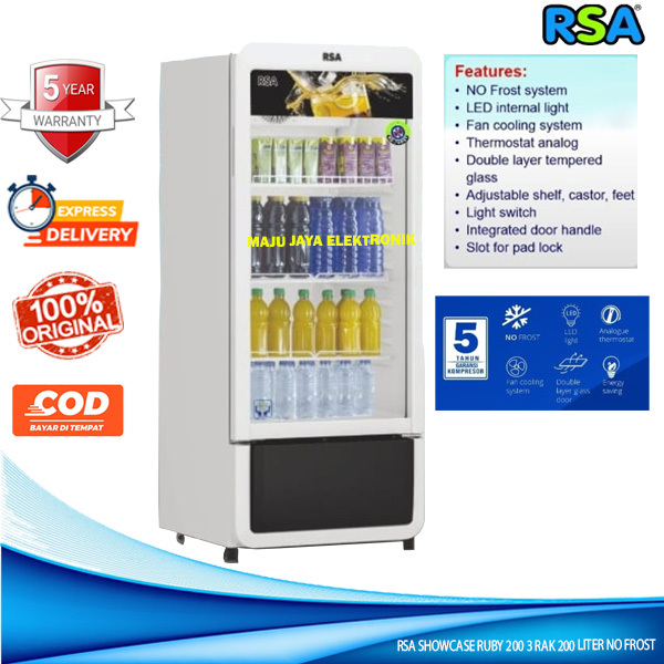 Jual Showcase RSA By GEA RUBY 200 Display Cooler 200 Liter 3 RAK Anti ...