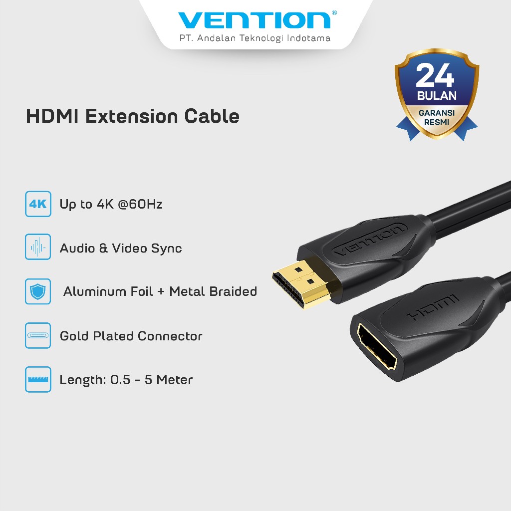Jual Vention Kabel HDMI Extension Cable Male to Female 4K 60Hz HD - VAA ...