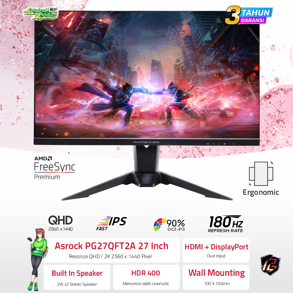 Jual Monitor Asrock Phantom Gaming 27