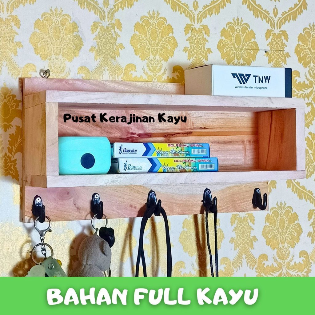 Jual Rak Dinding Minimalis Gantungan Kunci Ambalan Kayu Solid Gantungan ...