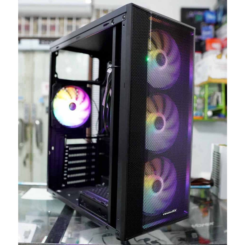 Jual Casing PC VenomRX HORIZON - ATX, 4 Fan Fixed RGB, Tempered Glass ...