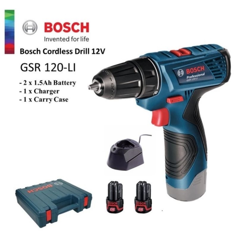 Jual Bosch GSR 120Li Cordless Drill Driver Bor obeng baterai Bosch 12V ...