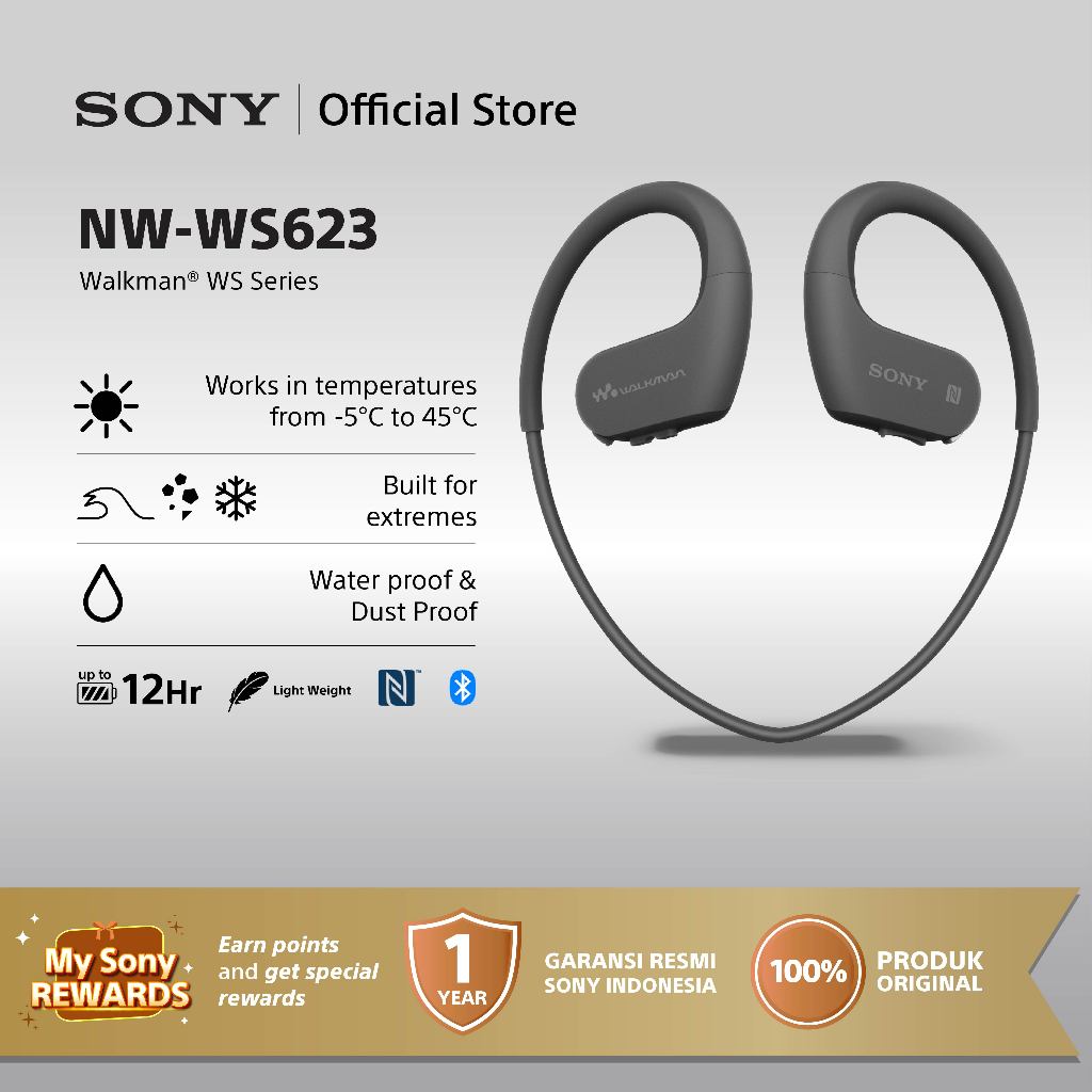 Jual Sony NW-WS623 Walkman Waterproof Sports MP3 Player Bluetooth up to ...